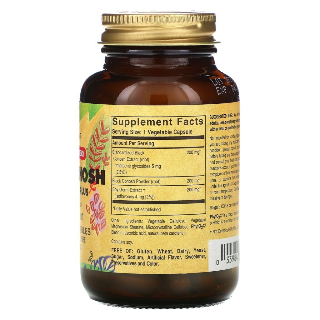 Solgar, Extrato de Raiz de Cohosh-Preto, 60 cápsulas vegetais - Imagem 2