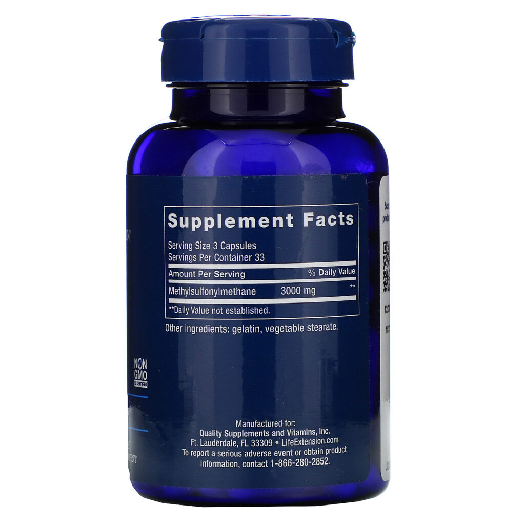 Life Extension, MSM, 1,000 mg, 100 Capsules - Imagem 2