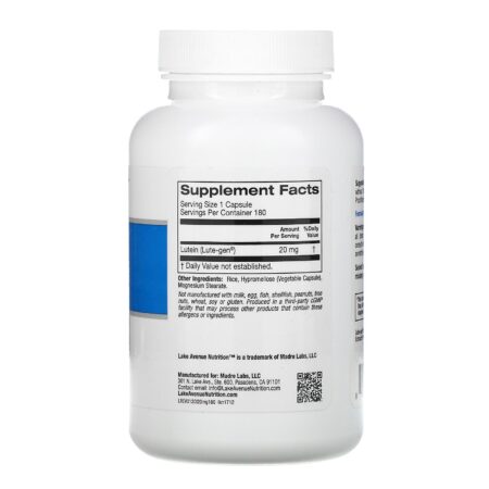 Lake Avenue Nutrition, Luteína, 20 mg, 180 Cápsulas Vegetais - Image 2