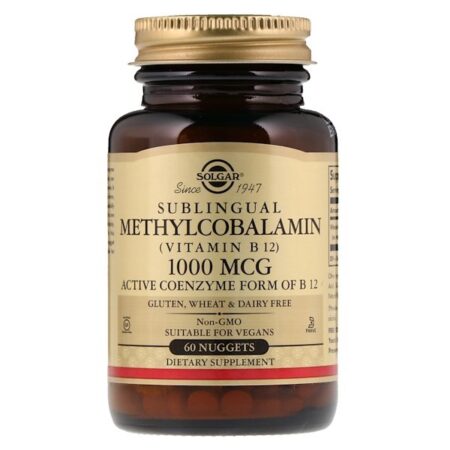 Solgar, Metilcobalamina Sublingual (vitamina B12), 1.000 mcg, 60 Pepitas