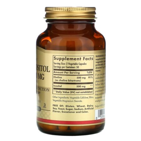 Solgar, Colina/Inositol, 100 Cápsulas Vegetais - Imagem 2