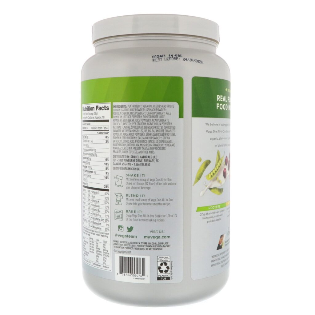Vega, One, Shake All-in-One, Baunilha Francesa, 689 g (1,51 lbs) - Imagem 2