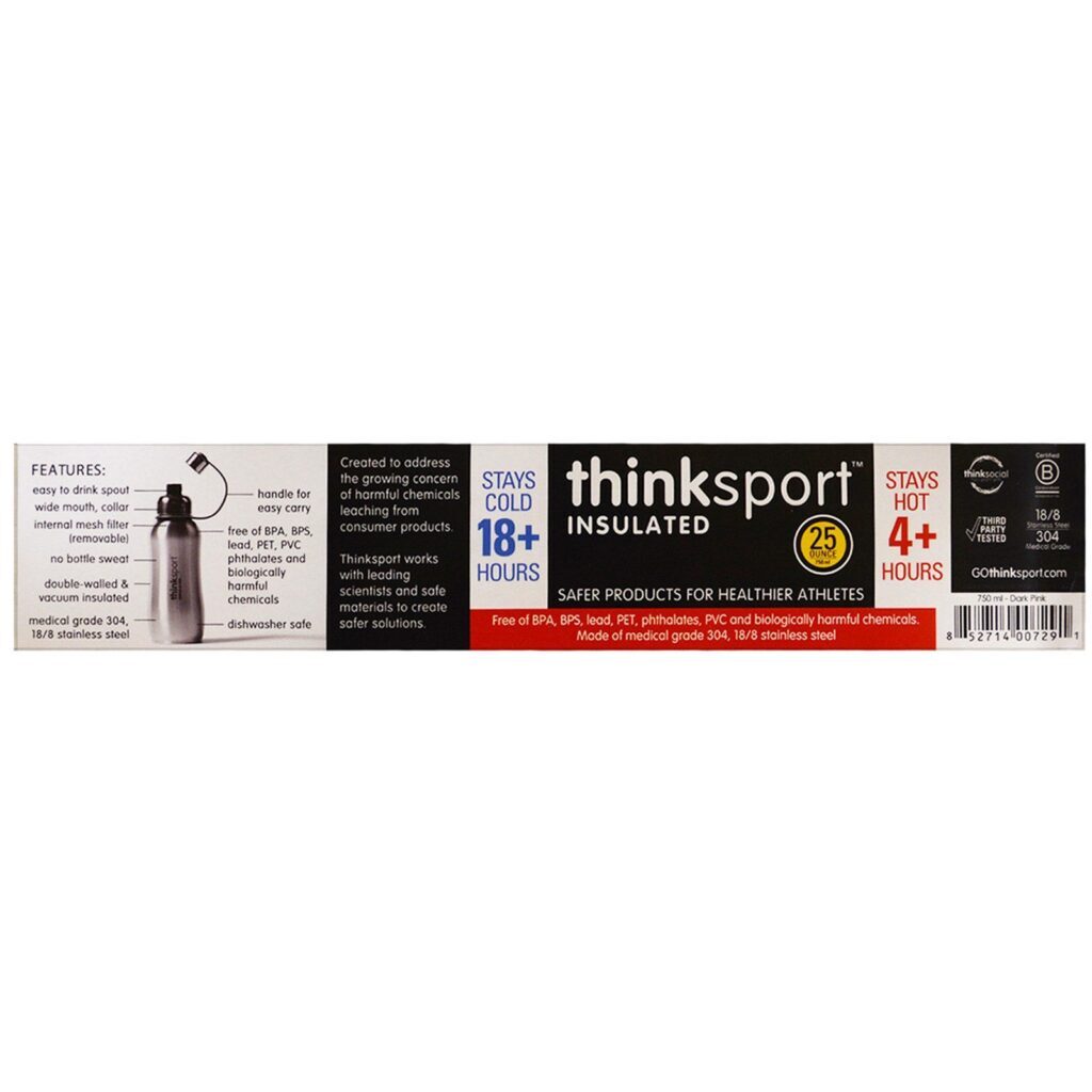 Think, Thinksport, Garrafa Esportiva Térmica, Verde Menta, 25 oz (750 ml) - Imagem 2