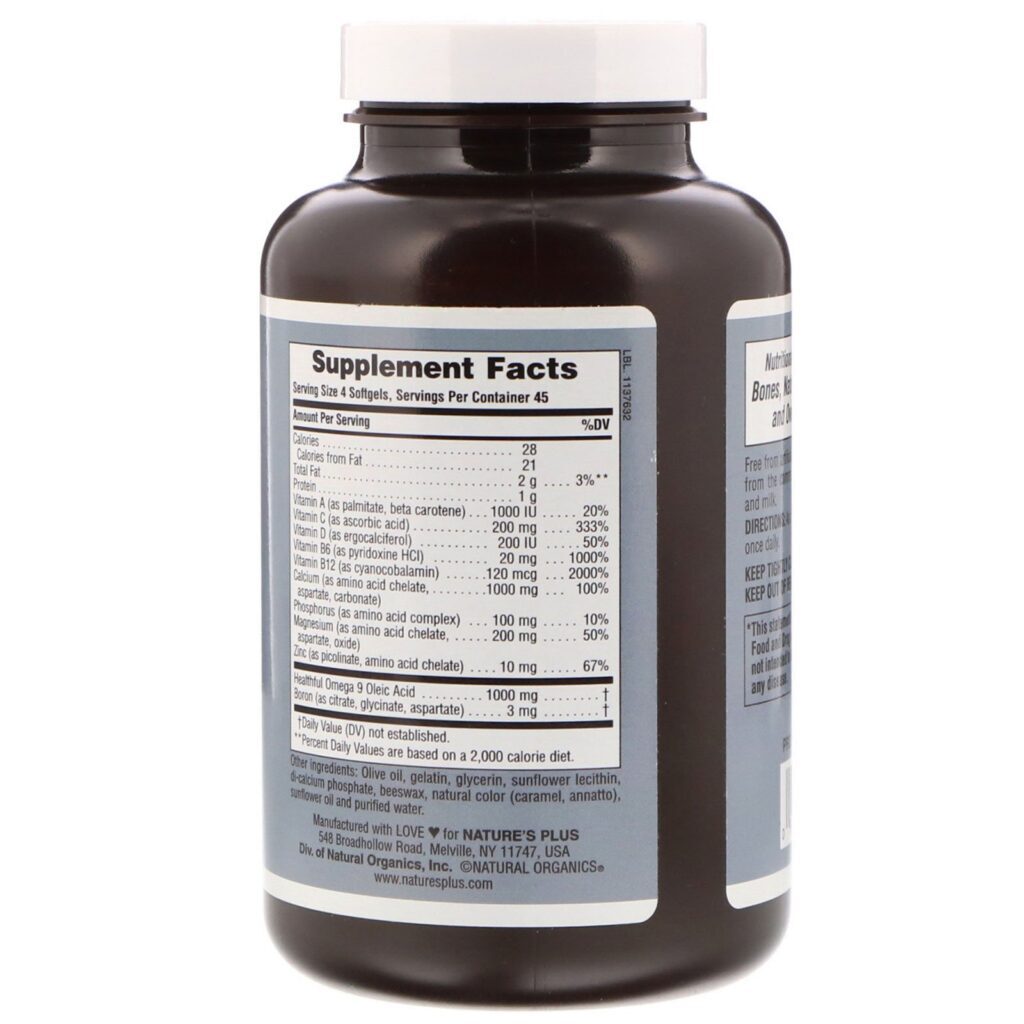 Nature's Plus, Bone Power with Boron, 180 Softgels - Imagem 2