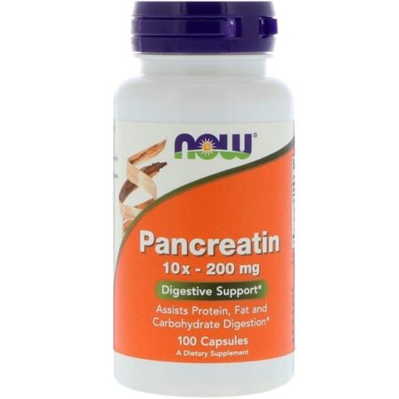 Now Foods, Pancreatina, 10X - 200 mg, 100 Cápsulas