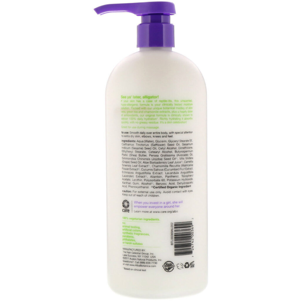 Alba Botanica, Loção Corporal Muito Emoliente, Sem Aroma, Original, 907 g (32 oz) - Imagem 2