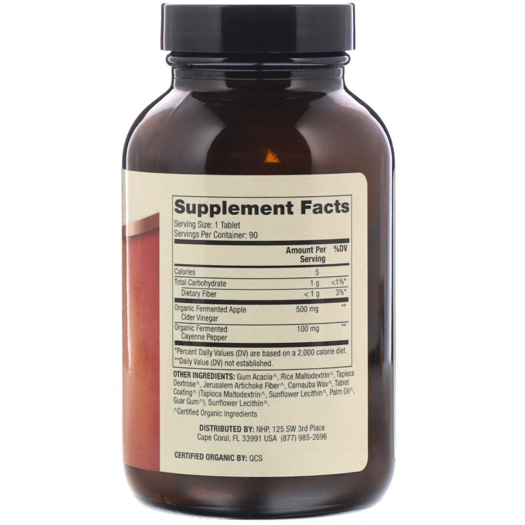 Dr. Mercola, Vinagre de Cidra de Maçã Fermentado Orgânico e Pimenta de Caiena, 90 Comprimidos - Imagem 2