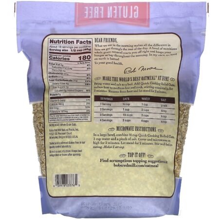 Bob's Red Mill, Flocos de Aveia de Cozimento Rápido, Integral, Sem Glúten, 28 oz (794 g) - Image 2