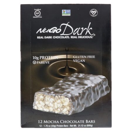 NuGo Nutrition, NuGo Dark, Protein Bars, Chocolate Mocha, 12 Barrinhas, 50 g (1,76 oz) Cada - Image 2