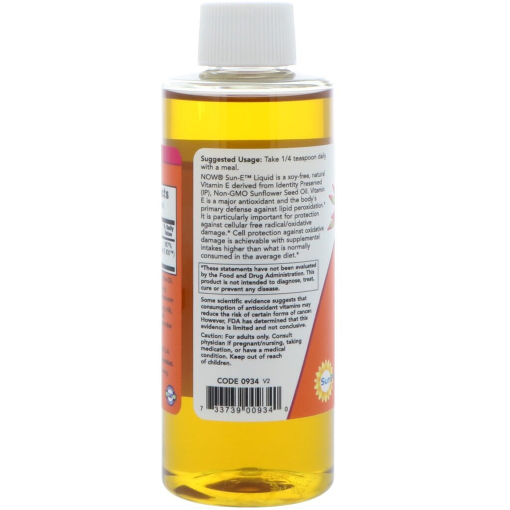 Now Foods, Sun-E Liquid, 118 ml (4 fl oz) - Imagem 3
