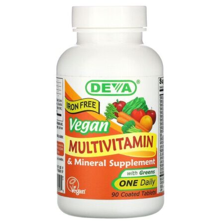 Deva, Vegano, Suplemento Multivitamínico e Mineral, Sem Ferro, 90 Comprimidos Revestidos