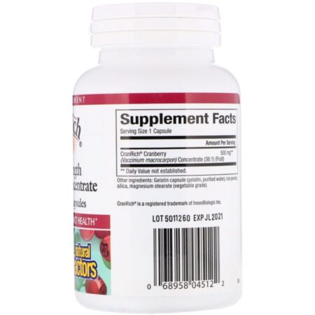 Natural Factors, CranRich, Super Força, Cranberry Concentrado, 500 mg, 90 Cápsulas - Imagem 2