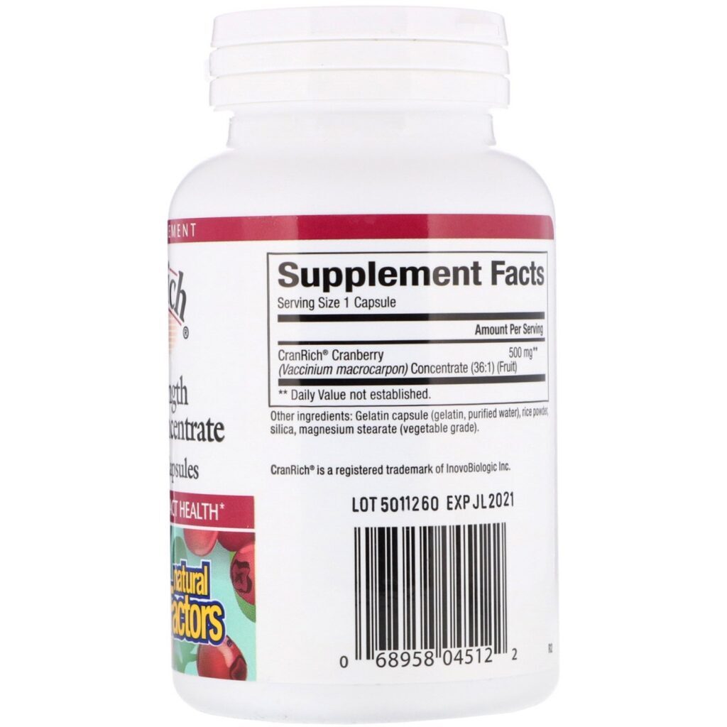 Natural Factors, CranRich, Super Força, Cranberry Concentrado, 500 mg, 90 Cápsulas - Imagem 2