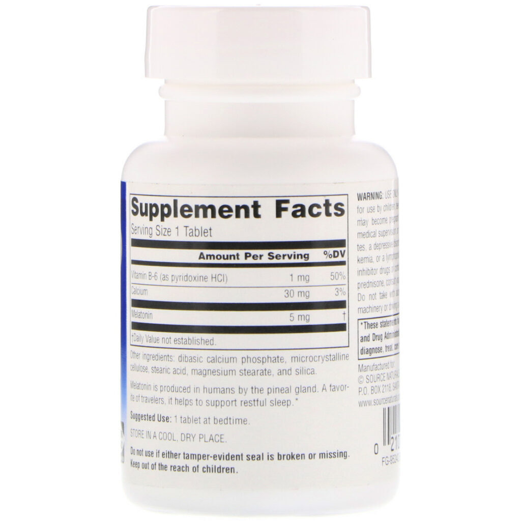 Source Naturals, Melatonina, 5 mg, 120 Tabletes - Imagem 2
