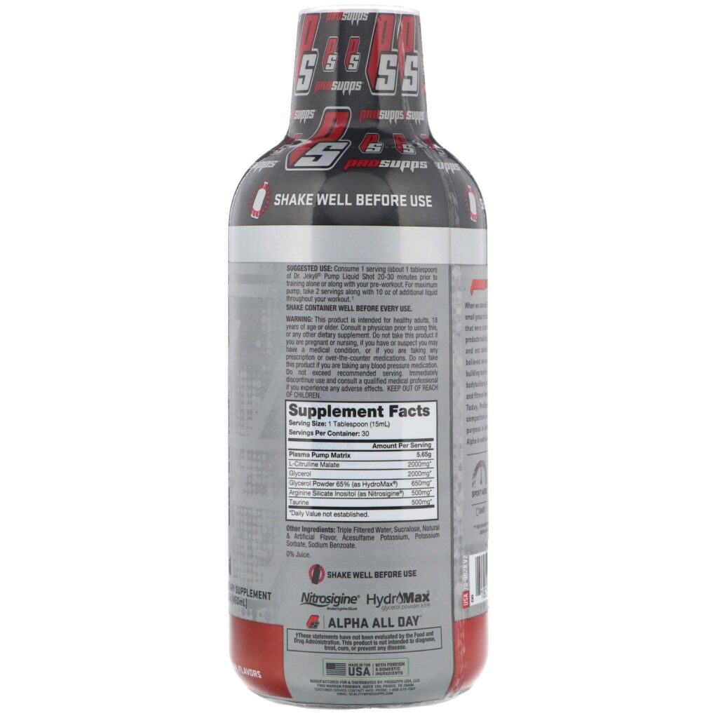 ProSupps, Dr. Jekyll Pump, Sem Estimulantes, Picolé de Cereja, 450 ml (15,2 oz) - Imagem 2