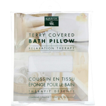 Earth Therapeutics, Terry Covered Bath Pillow, Terapia do Relaxamento, 1 Travesseiro