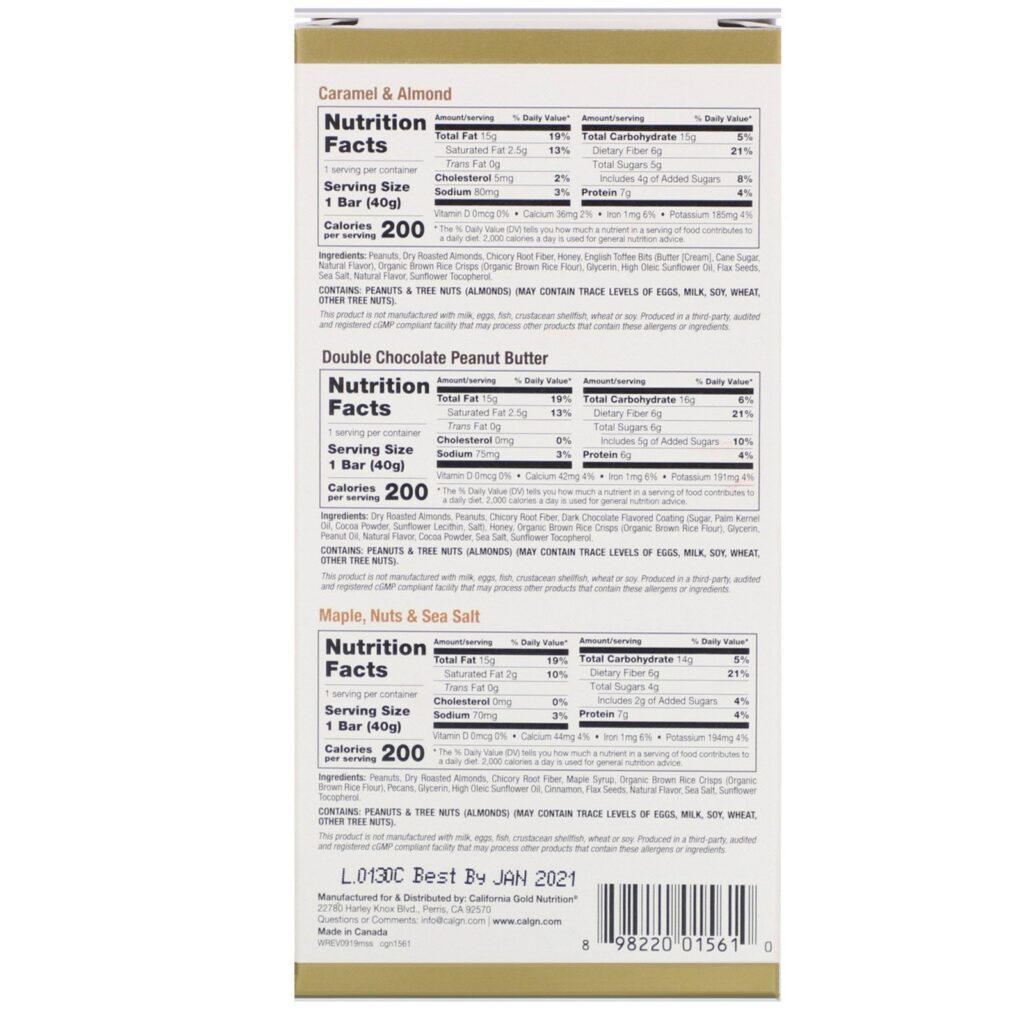 California Gold Nutrition, Foods, Embalagem com Amostras de Barras de Cereais, 3 Barras, 40 g (1,4 oz) Cada - Imagem 2