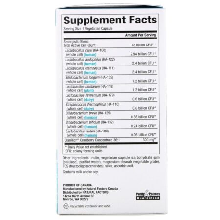 Natural Factors, Ultima Probiotic Women's, 12 Billion CFU, 60 Vegetarian Capsules - Imagem 2