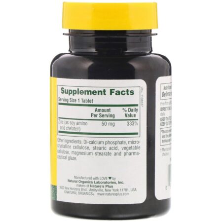 Nature's Plus, Zinco, 50 mg, 90 Comprimidos - Imagem 2