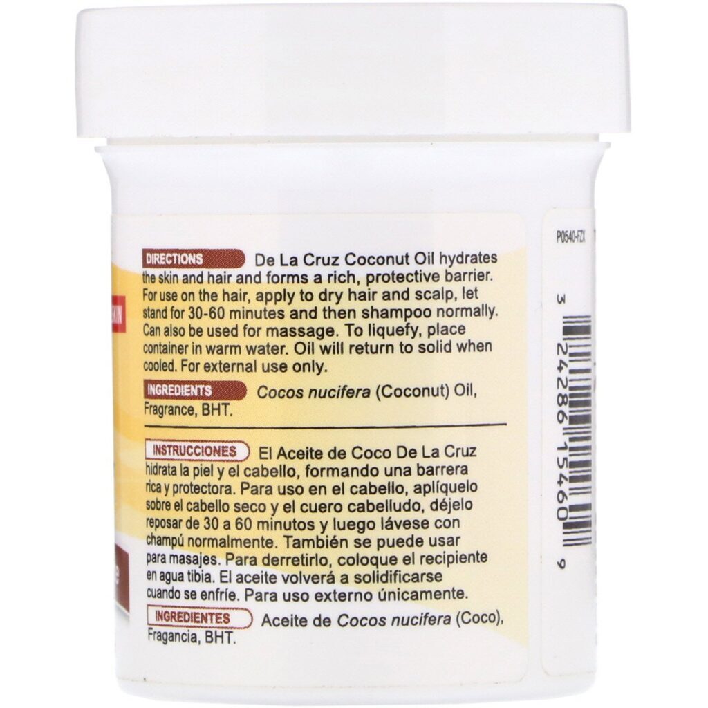 De La Cruz, Óleo de Coco, Hidratante, 62,5 g (2,2 oz) - Imagem 2