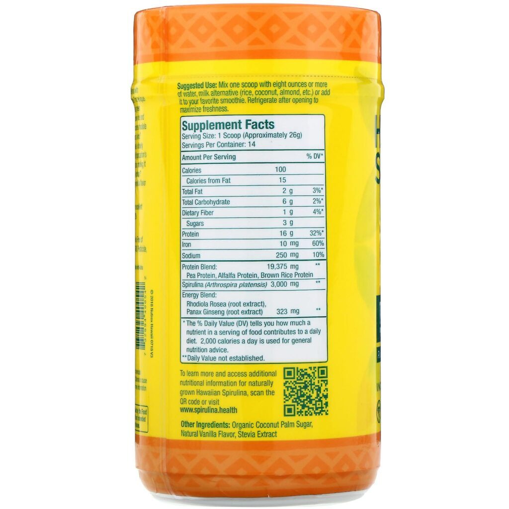 Nutrex Hawaii, Shake de Proteínas da Hawaiian Spirulina, Baunilha Natural, 364 g (12,8 oz) - Imagem 2
