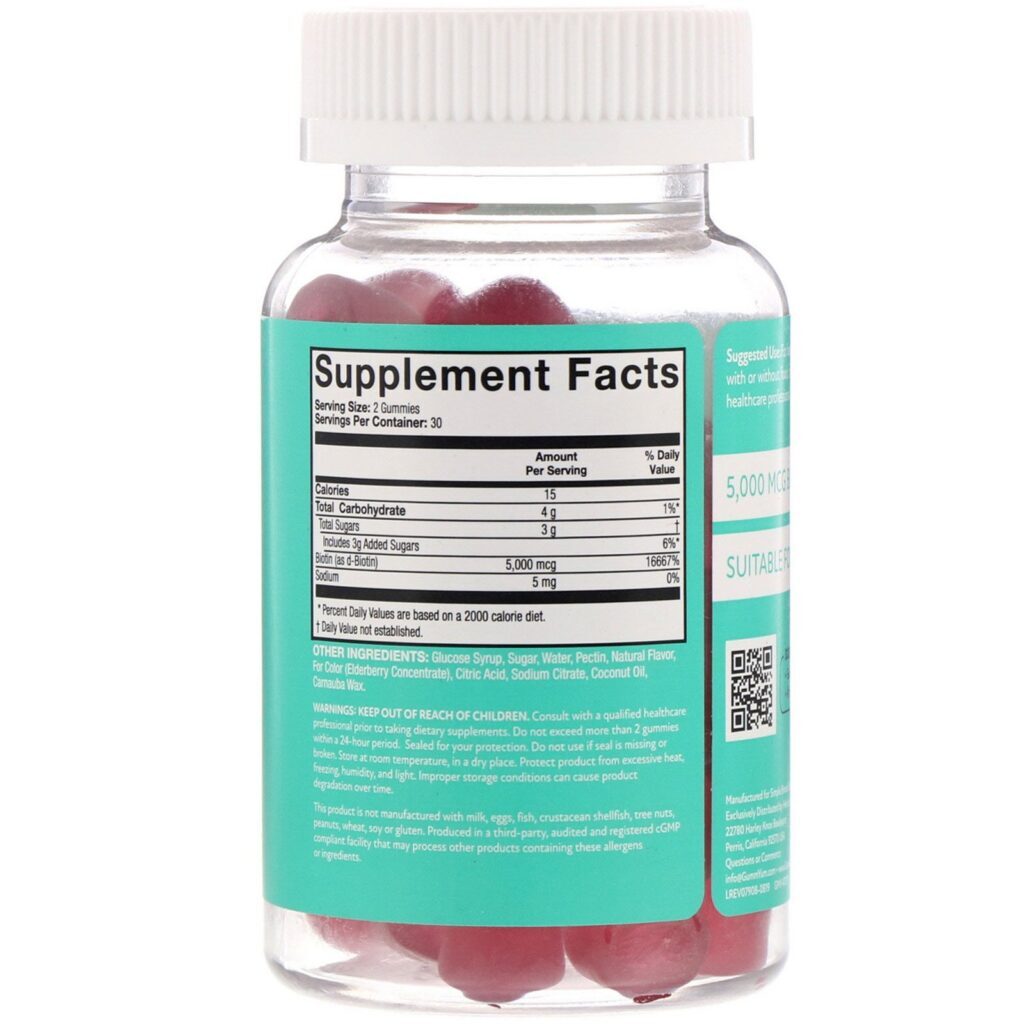 GummYum!, Biotin Gummies, Natural Strawberry Flavor, 5,000 mcg, 60 Gummies - Imagem 2