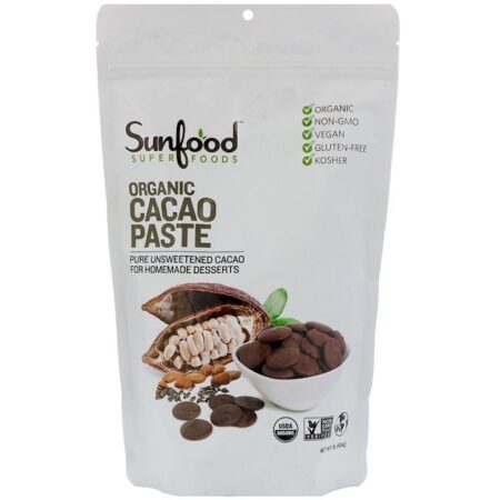 Sunfood, Pasta de Cacau Orgânico, 454 g (1 lb)