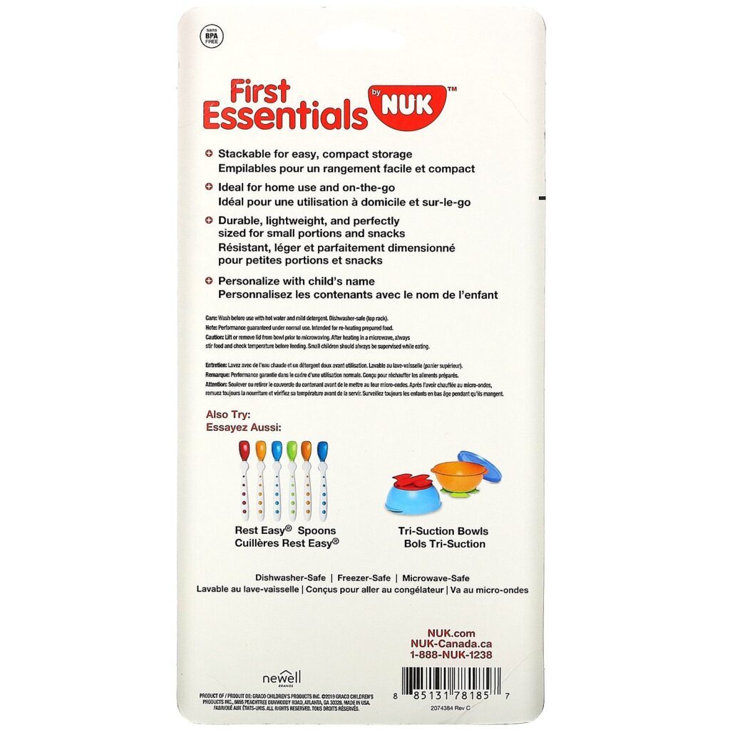 NUK, First Essentials Bunch-a-Bowls, 4+ Months, 4 Bowls and Lids - Imagem 3