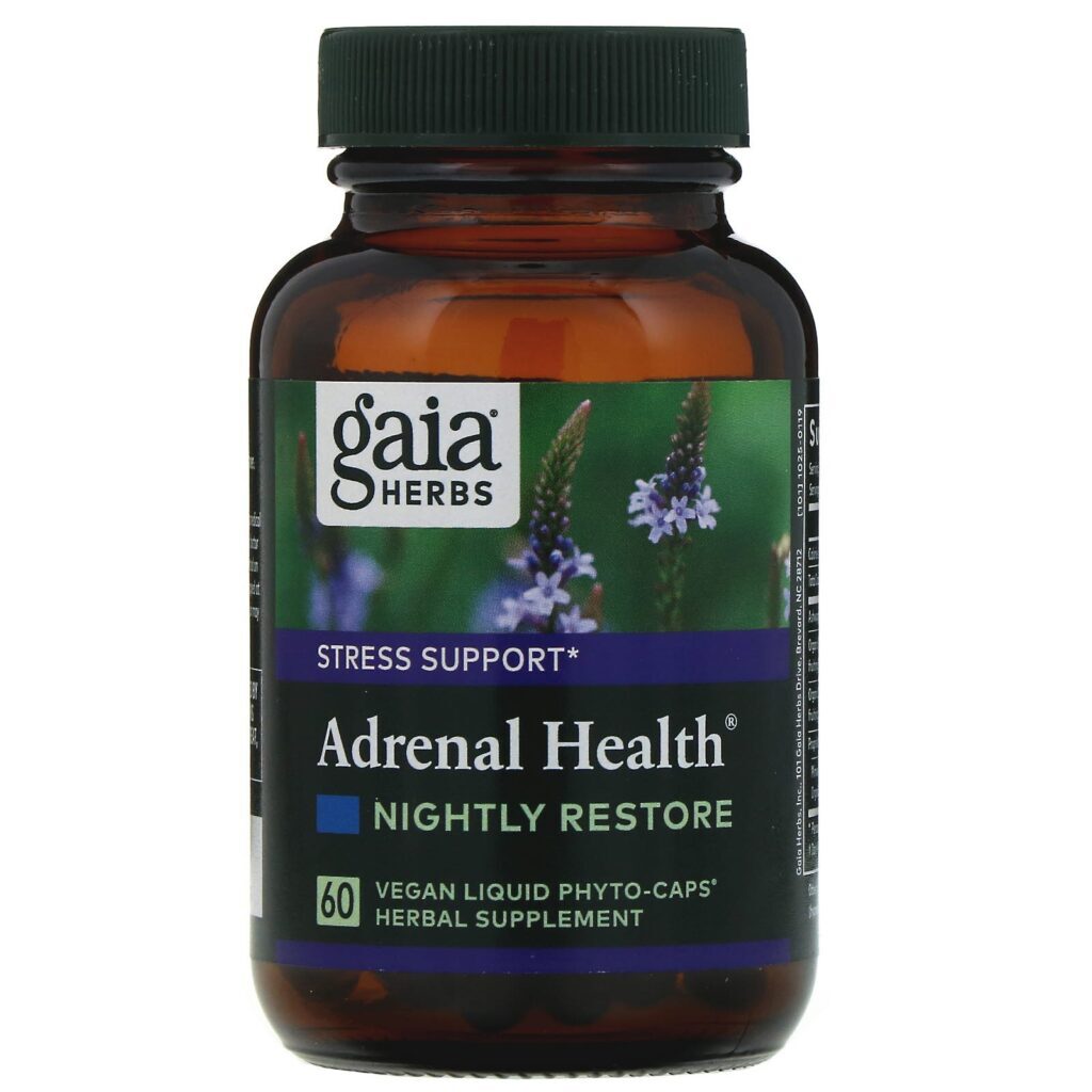 Gaia Herbs, Adrenal Health, Nightly Restore, 60 Fitocápsulas Líquidas Veganas - Imagem 3