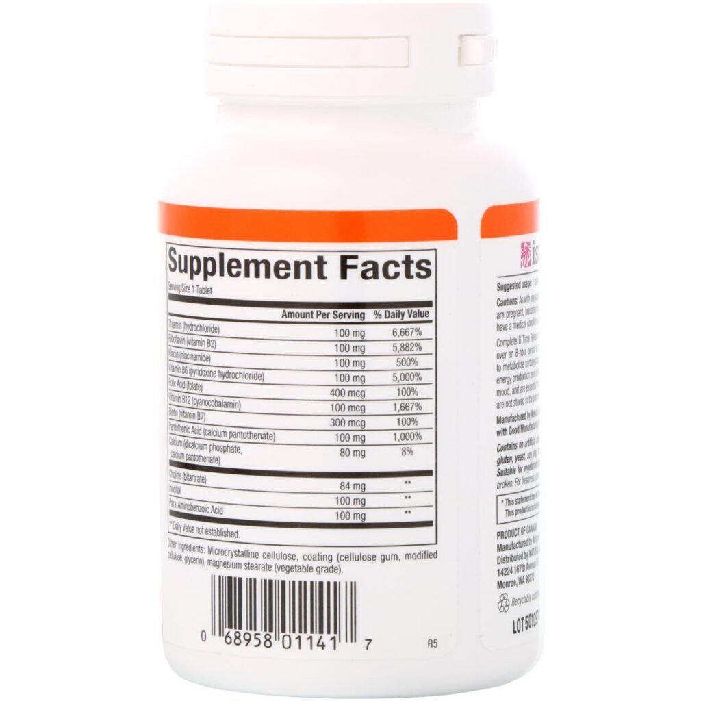 Natural Factors, Complete B, 100 mg 90 Comprimidos - Imagem 2