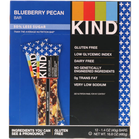 KIND Bars, Kind Plus, Blueberry Pecan, 12 Bars, 1.4 oz (40 g) Each - Image 2