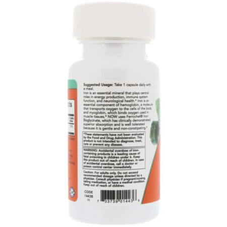 Now Foods, Ferro, 18 mg, 120 Cápsulas Vegetais - Imagem 3