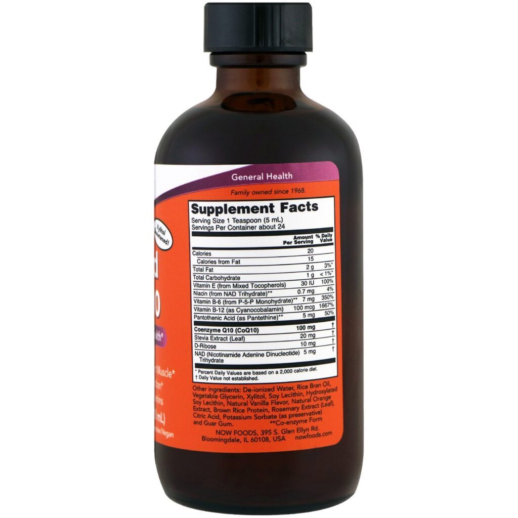 Now Foods, CoQ10 Líquida, 4 fl oz (118 ml) - Imagem 2