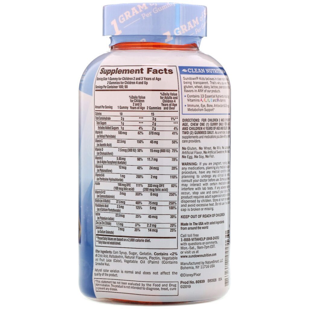 Sundown Naturals Kids, Complete Multivitamin Gummies, Toy Story 4, Natural Grape, Orange & Cherry Flavors, 180 Gummies - Imagem 2