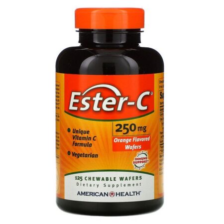 American Health, Ester-C, Sabor Laranja, 250 mg, 125 Wafers Mastigáveis