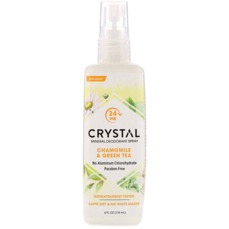 Crystal Body Deodorant, Desodorante Mineral em Spray, Camomila & chá verde, 4 fl. oz. (118 ml)