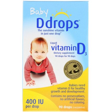 Ddrops, Baby, Vitamina D3 Líquida, 400 UI, 90 Gotas, 2,5 ml (0,08 fl oz)