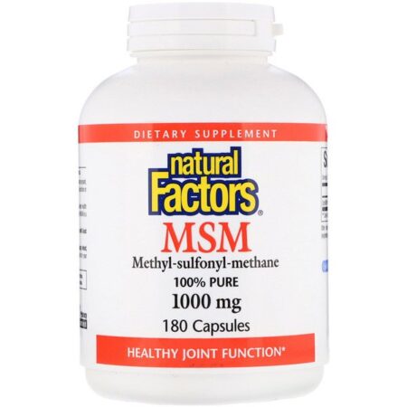 Natural Factors, MSM, Metil-sulfonil-metano, 1.000 mg, 180 cápsulas