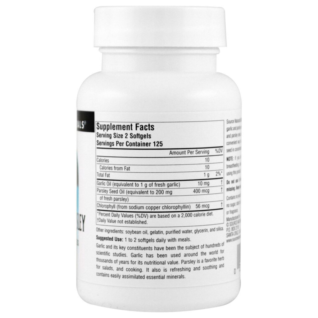 Source Naturals, Alho e Salsinha, 250 cápsulas softgel - Imagem 2