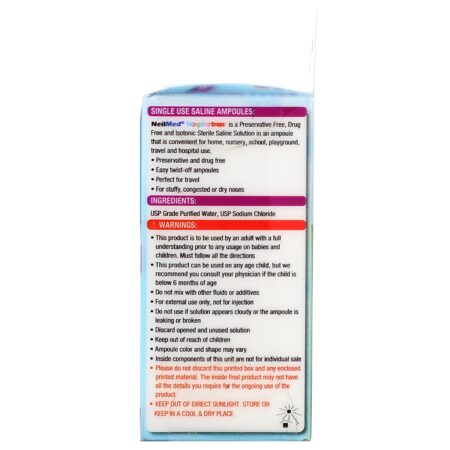 NeilMed, Naspira Drops, Bebês e Crianças, 12 Ampolas Salinas Estéreis, 1ml cada - Image 2