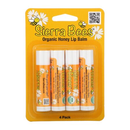 Sierra Bees, Bálsamos Labiais Ôrganicos, Mel, 4 embalagens, 0,15 oz (4,25 g) Cada - Image 2