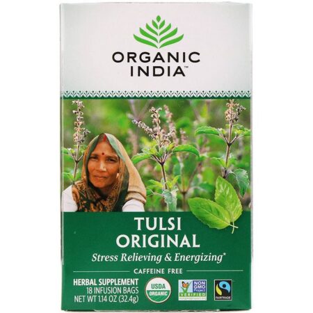 Organic India, Tulsi Tea, Original, Sem Cafeína, 18 Sachês de Infusão, 32,4 g (1,14 oz)