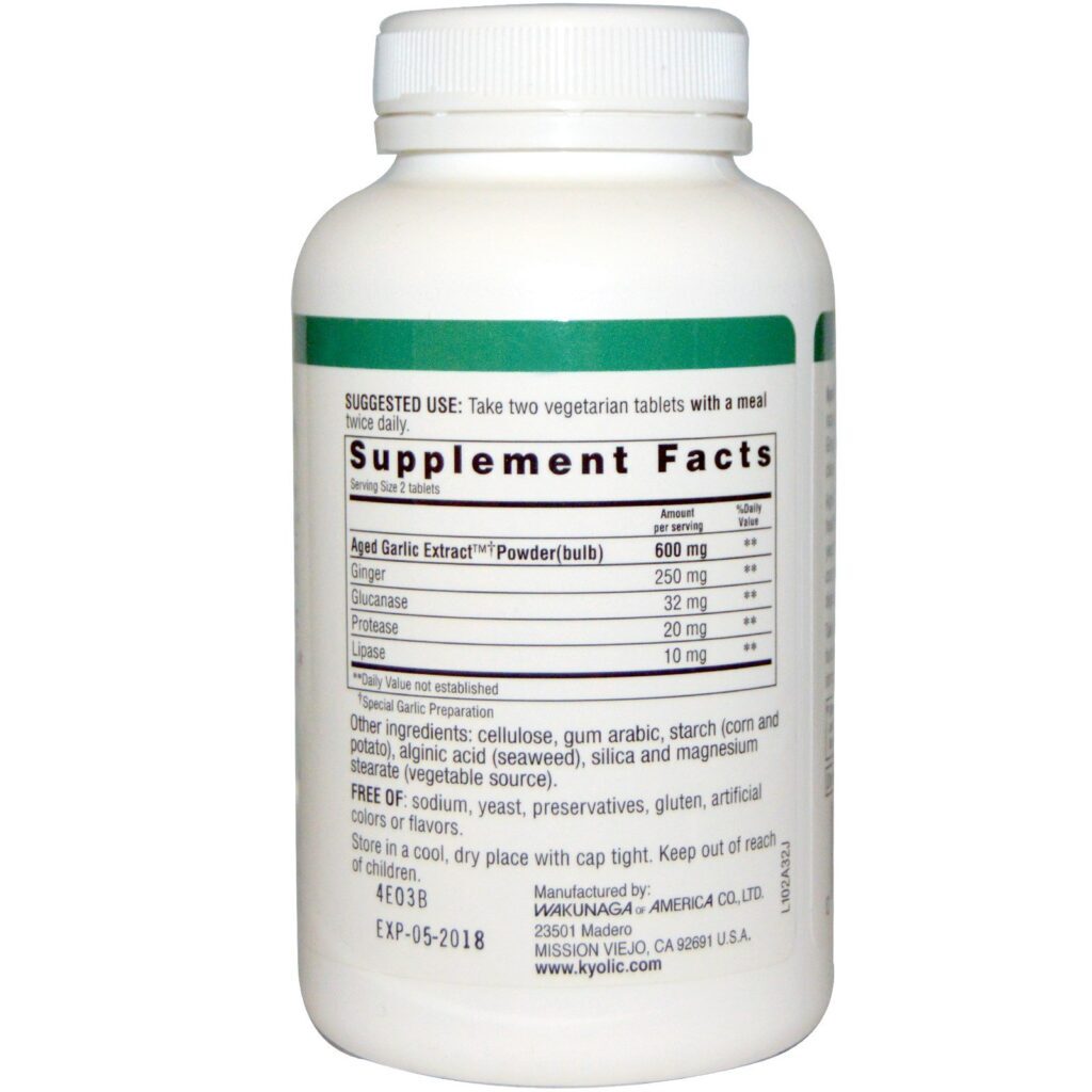 Kyolic, Formula 102, Aged Garlic Extract, Candida Cleanse & Digestion, 200 Vegetarian Tablets - Imagem 2