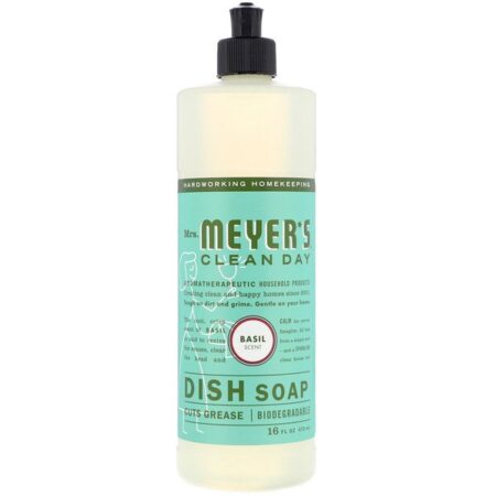 Mrs. Meyers Clean Day, Detergente de Louças Líquido, Aroma Manjericão, 473 ml