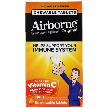 AirBorne, Suplemento de vitamina C, citrus, 64 comprimidos mastigáveis