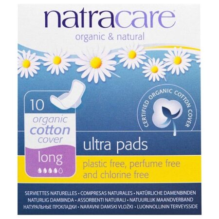 Natracare, Ultra Pads, Capa de Algodão Orgânico, Longo, 10 Absorventes