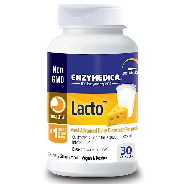 Enzymedica, Lacto, Mais Avançada Fórmula de Digestão de Laticínios, 30 Cápsulas
