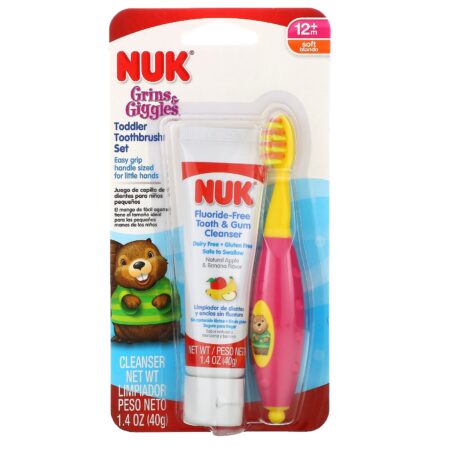 NUK, Conjunto de Escova de Dentes Infantil Grins & Giggles, Macia, Acima de 12 Meses, 1 Creme de Limpeza e 1 Escova - Image 2