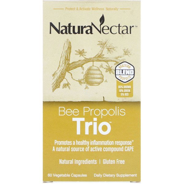 NaturaNectar, Bee Propolis Trio, 60 Cápsulas Vegetais