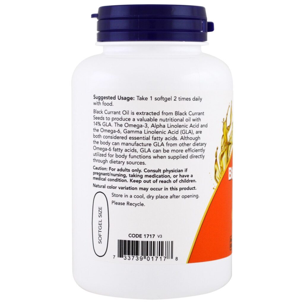 Now Foods, Óleo de Groselha, 1.000 mg, 100 Cápsulas Softgel - Imagem 3